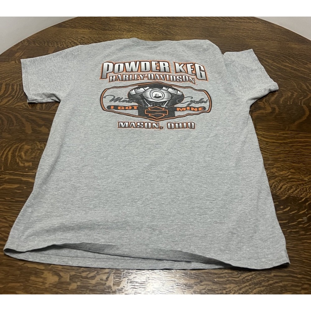 Harley Davidson Powder Keg I Got Mine Shirt Mens XL 2XL Gray Tee